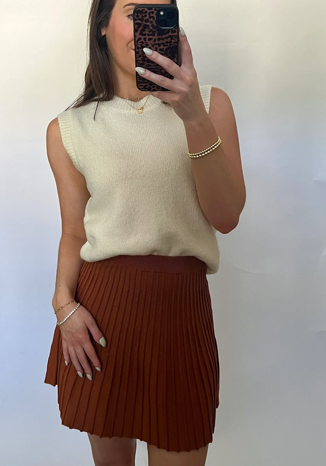 Alpine Adventure Knit Pleated Skirt