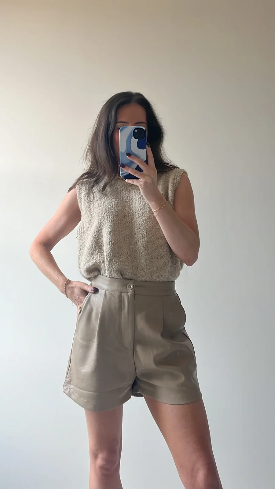 Champagne France Leather Shorts