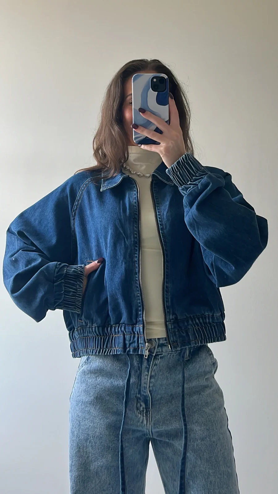 View 3: Denim Blues Zip Up Jacket