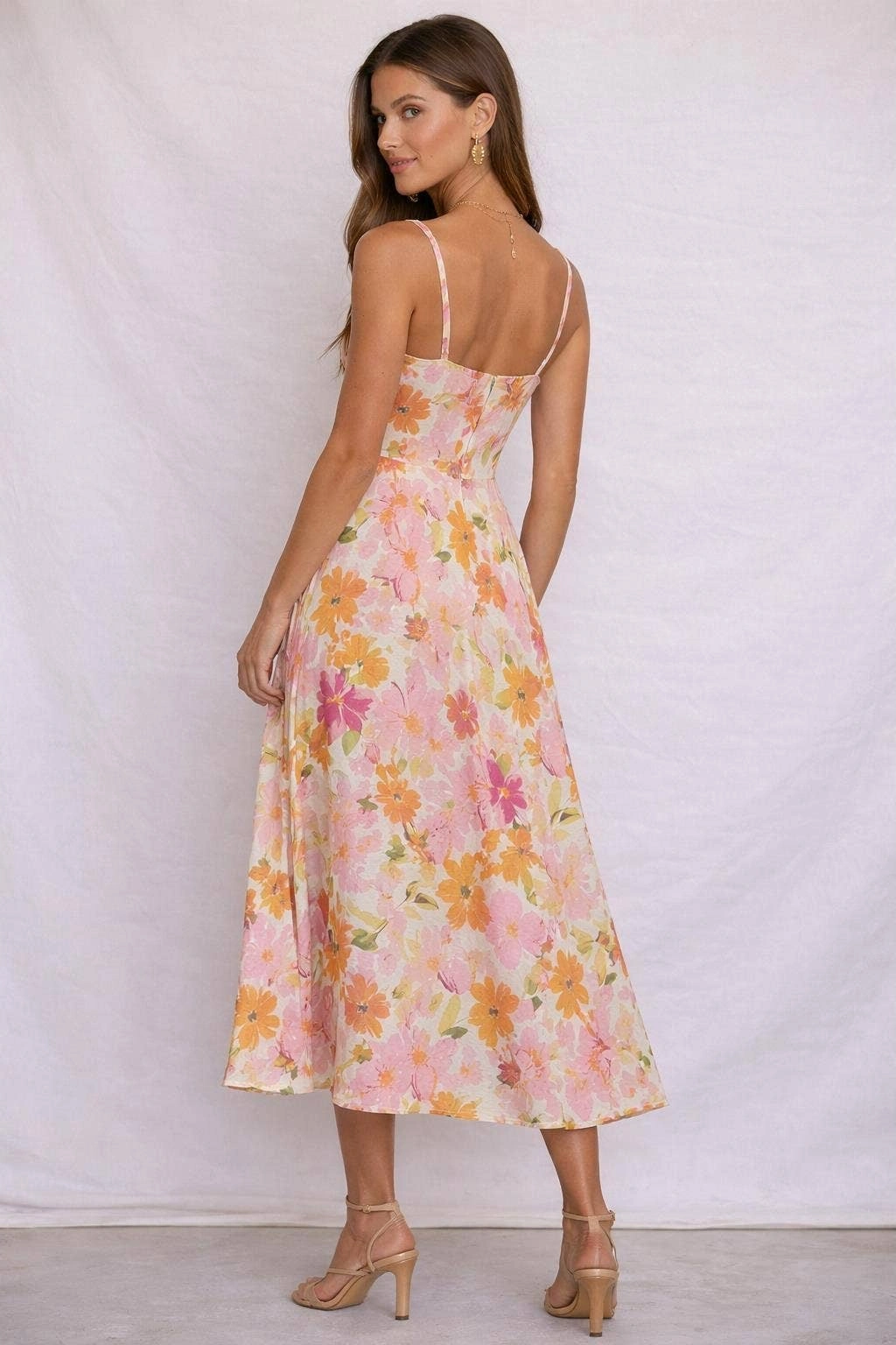 Sunset Blossom Midi Dress