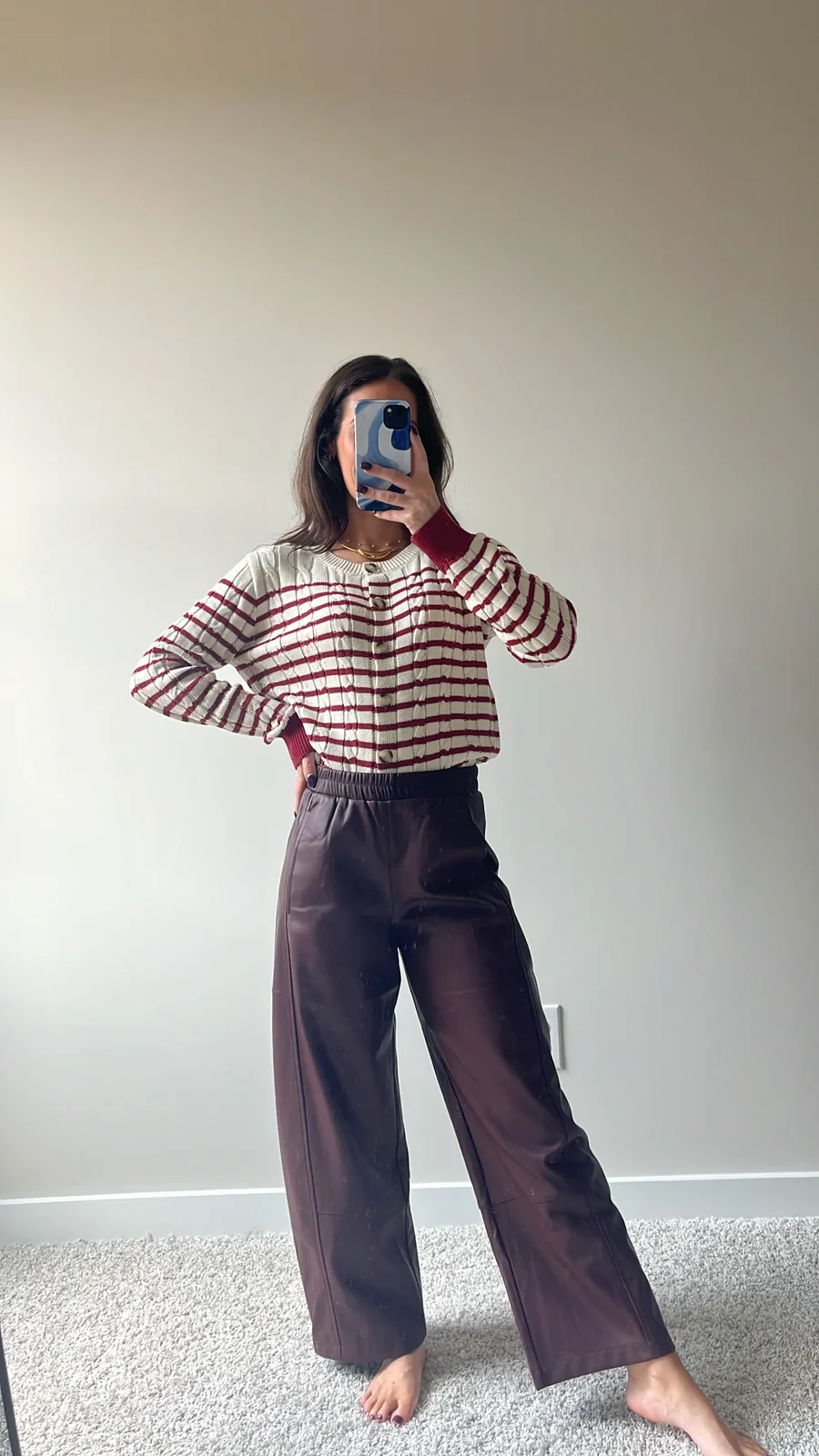 Merlot Stripe Cardigan Sweater