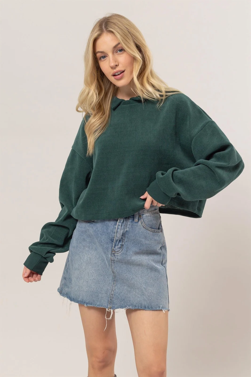 Florence Collared Ribbed Knit Top