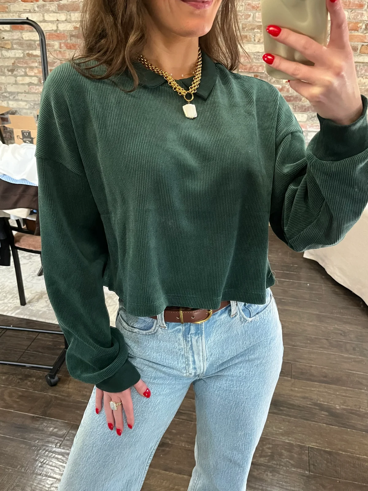 Florence Collared Ribbed Knit Top