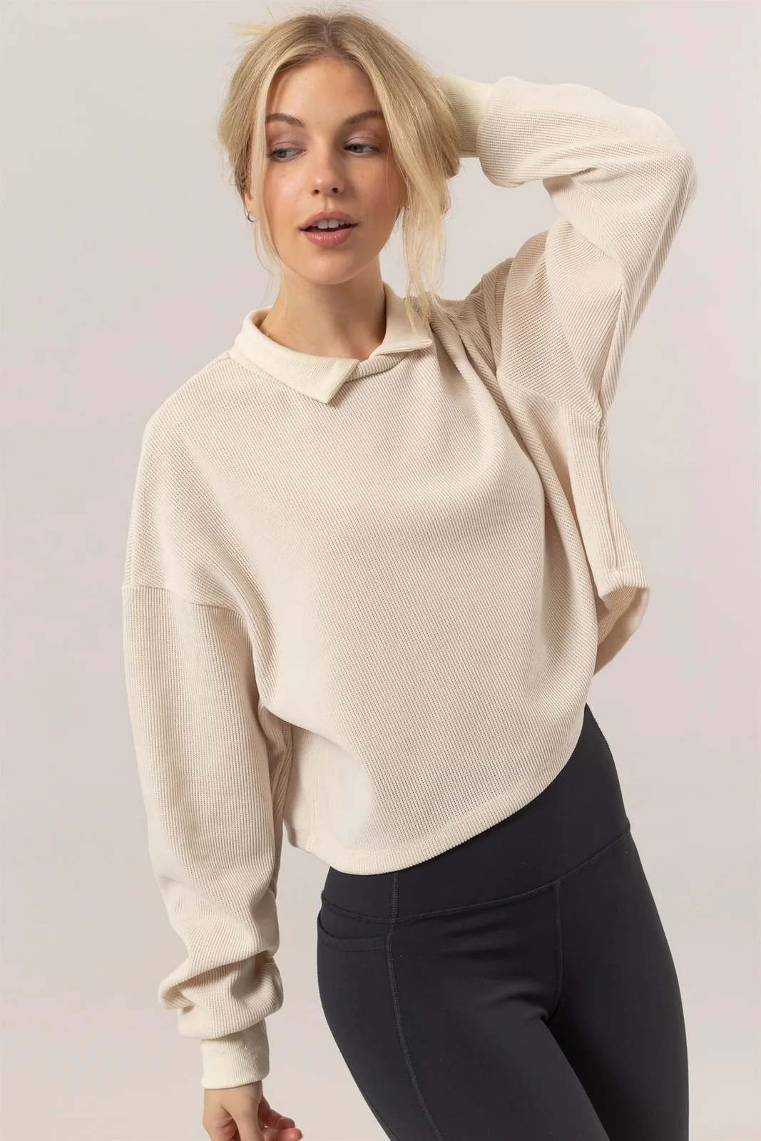 Florence Collared Ribbed Knit Top