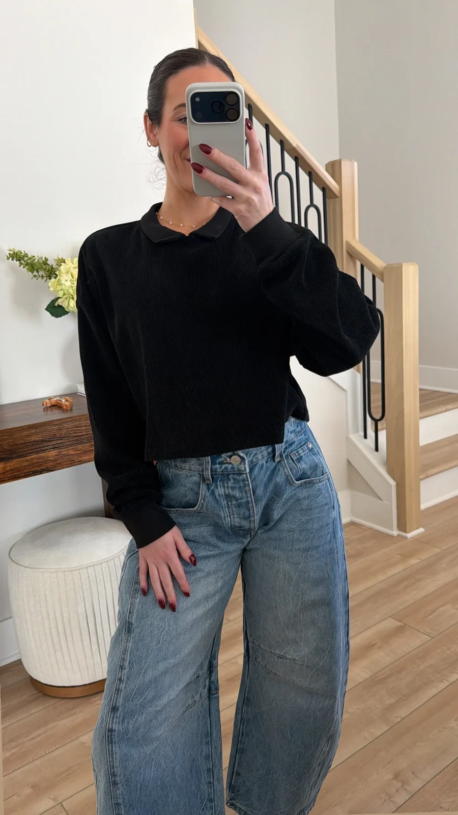 Florence Collared Ribbed Knit Top
