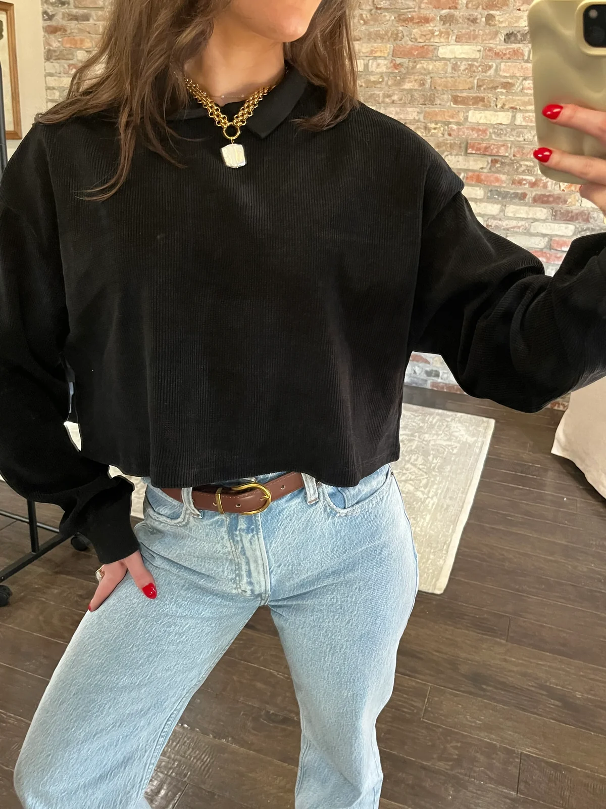 Florence Collared Ribbed Knit Top