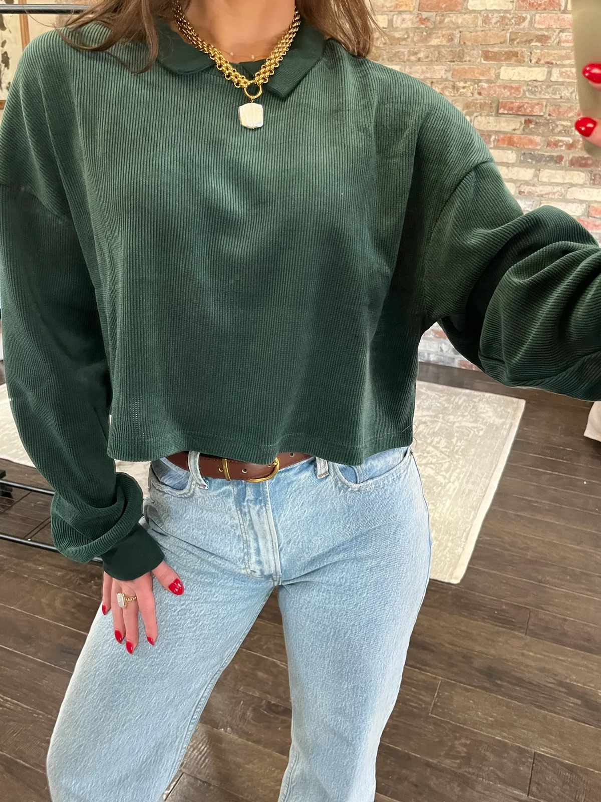Florence Collared Ribbed Knit Top