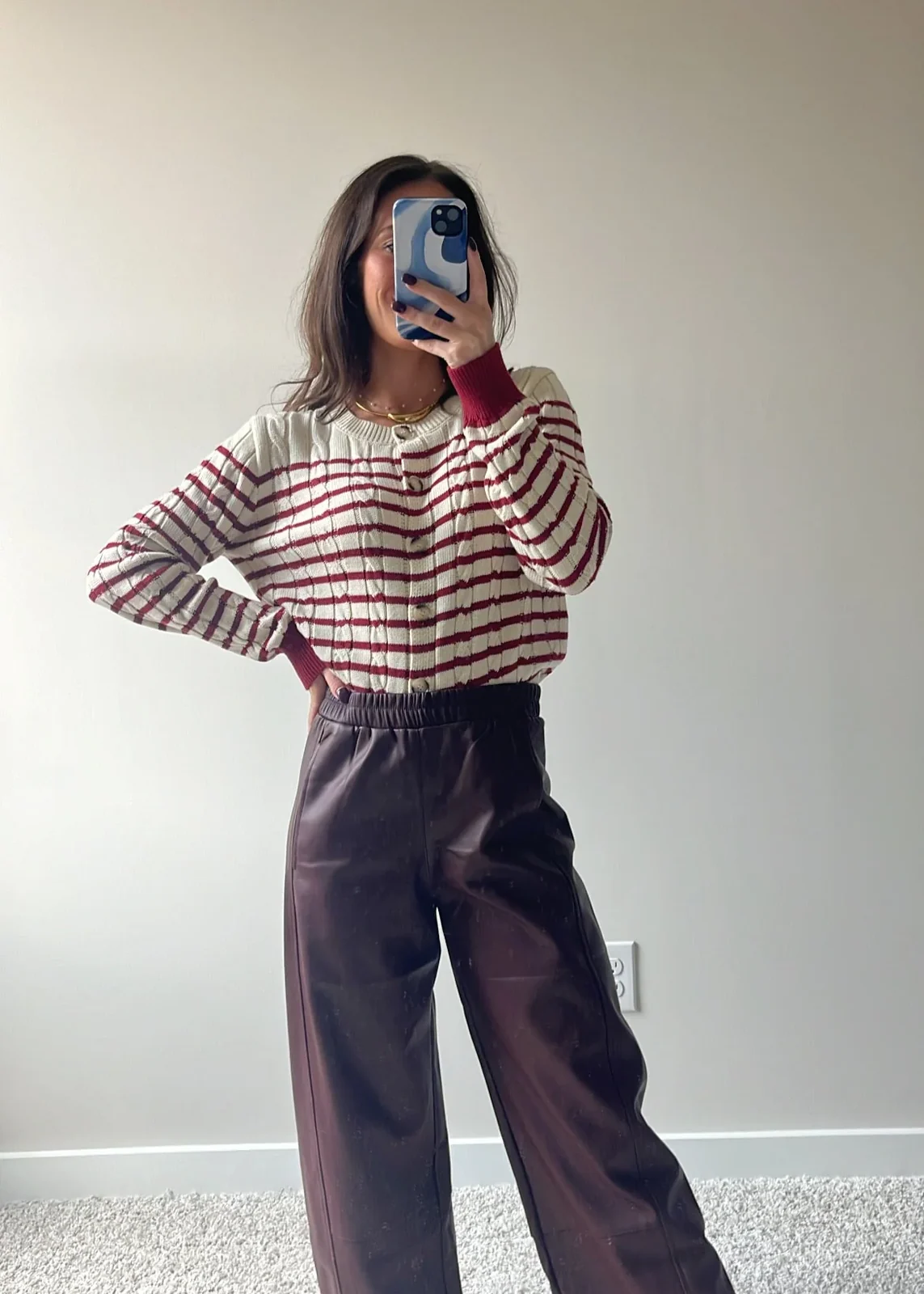 Merlot Stripe Cardigan Sweater