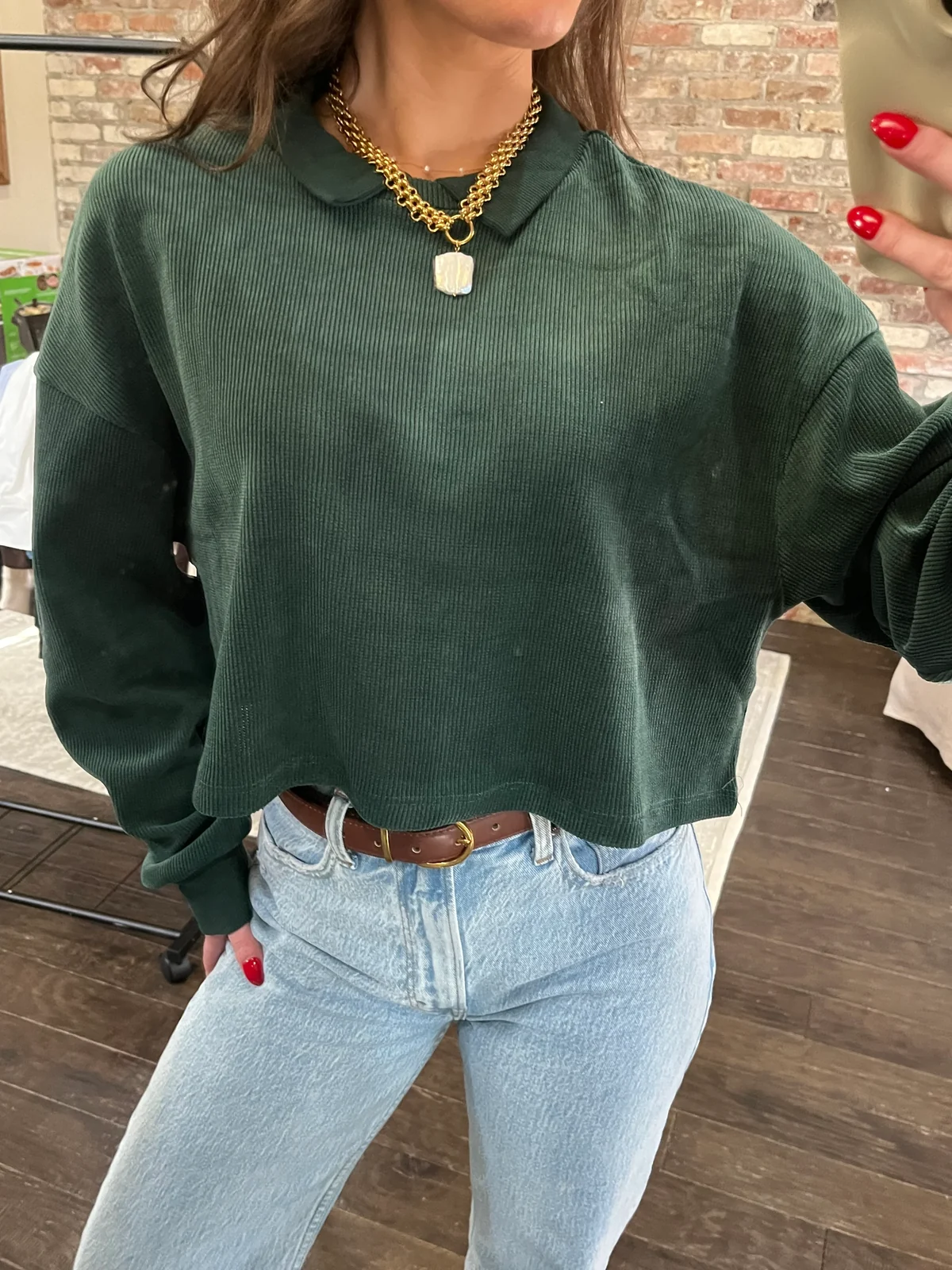 Florence Collared Ribbed Knit Top